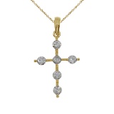 Certified 14K Yellow Gold Diamond Cross Pendant 0.42 CTW