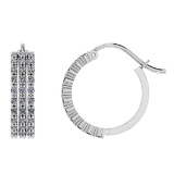 0.92 Ctw I2/I3 Diamond 10k White Gold Hoop Earrings