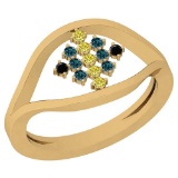 0.18 Ctw SI2/I1 Treated Fancy Black ,Yellow,Blue,Diamond 14K Yellow Gold Ring