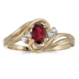 Certified 14k Yellow Gold Oval Garnet And Diamond Ring