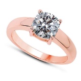 CERTIFIED 0.91 CTW D/VS1 ROUND DIAMOND SOLITAIRE RING IN 14K ROSE GOLD