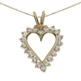 Certified 14K Yellow Gold Diamond Heart Pendant