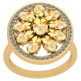 3.00 Ctw Citrine And Diamond I2/I3 14K Yellow Gold Ring