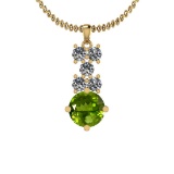 4.00 Ctw Peridot And Diamond I2/I3 14K Yellow Gold Necklace