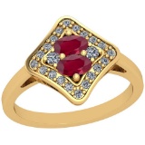 1.33 Ctw VS/SI1 Ruby And Diamond 14K Yellow Gold Vintage Style Ring