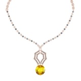 29.11 Ctw SI2/I1 Lemon Topaz And Diamond 14k Rose Gold Victorian Style Necklace