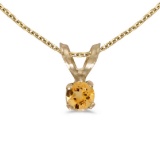 Certified 14k Yellow Gold Round Citrine Pendant