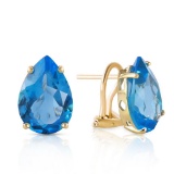 10 CTW 14K Solid Gold Inspiration Blue Topaz Earrings