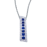 Certified 14k White Gold Sapphire and Diamond Stick Pendant