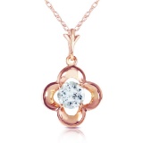 14K Solid Rose Gold Necklace with Natural Aquamarines