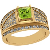 1.20 Ctw Peridot And Diamond I2/I3 10k Yellow Gold Vintage Style Ring