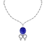 20.95 Ctw SI2/I1 Tanzanite And Diamond 14k White Gold Victorian Style Necklace