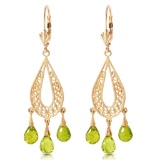 3.75 CTW 14K Solid Gold Chandelier Earrings Natural Peridot