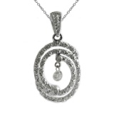 Certified 14K White Gold Dashing Diamonds Pendant