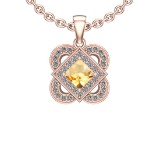 1.66 Ctw VS/SI1 Citrine And Diamond 10K Rose Gold Necklace