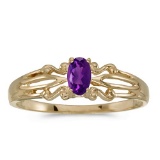 Certified 14k Yellow Gold Oval Amethyst Ring