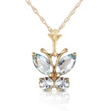 0.6 Carat 14K Solid Gold Butterfly Necklace Aquamarine