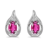 Certified 14k White Gold Oval Pink Topaz And Diamond Earrings 0.88 CTW