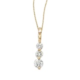 Certified 14k Yellow Gold 0.50 Ct Three Stone Diamond Pendant