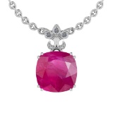 5.80 Ctw VS/SI1 Ruby And Diamond 14K White Gold Pendant