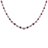 3.04 Ctw I1/I2 Amethyst And Diamond 10K Rose Gold Necklace