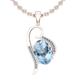 Certified 53.34 Ctw I2/I3 Blue Topaz And Diamond 14K Rose Gold Pendant