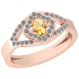 0.47 Ctw Citrine And Diamond I2/I3 10K Rose Gold Vintage Style Ring