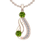 1.23 Ctw VS/SI1 Peridot And Diamond 10K Rose Gold Vintage Pendant