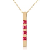 0.35 CTW 14K Solid Gold Necklace Bar Natural Ruby