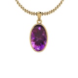 Certified 22.74 Ctw Amethyst Style Bezel Set 14K Yellow Gold Pendant