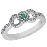 0.38 Ctw VS/SI1 Emerald And Diamond Platinum Ring