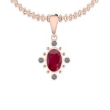 3.60 Ctw Ruby And Diamond SI2/I114K Rose Gold Pendant