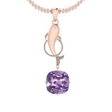 Certified 23.04 Ctw I2/I3 Amethyst And Diamond 14K Rose Gold Pendant