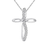 Certified 14K White Gold Diamond Cross Pendant