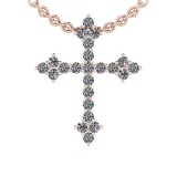 0.50 Ctw SI2/I1 Diamond 14K Rose Gold Cross Pendant