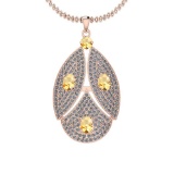 Certified 4.76 Ctw I2/I3 Citrine And Diamond 14K Rose Gold Pendant