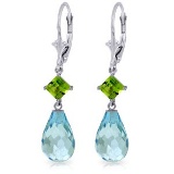 11 Carat 14K Solid White Gold Dedications Peridot Blue Topaz Earrings