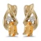 Certified 10k Yellow Gold Oval Citrine And Diamond Earrings 0.32 CTW
