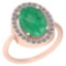 2.76 Ctw Emerald And Diamond I2/I3 14K Rose Gold Vintage Style Ring