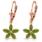 14K Solid Rose Gold Leverback Earrings with Natural Peridot