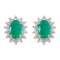 Certified 14k Yellow Gold Oval Emerald And Diamond Earrings 0.66 CTW