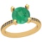 2.12 Ctw Emerald And Diamond I2/I3 14K Yellow Gold Vintage Style Ring