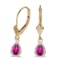 Certified 14k Yellow Gold Pear Pink Topaz And Diamond Leverback Earrings
