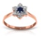 14K Solid Rose Gold Ring withNatural Diamonds & Sapphire