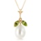 4.5 CTW 14K Solid Gold Winning Peridot pearl Necklace