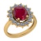 3.28 Ctw VS/SI1 Ruby And Diamond 14K Yellow Gold Vintage Style Ring