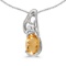 Certified 14k White Gold Oval Citrine And Diamond Pendant