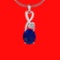 5.27 Ctw VS/SI1 Blue Sapphire And Diamond 14K White Gold Necklace