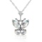 0.6 CTW 14K Solid White Gold Butterfly Necklace Aquamarine