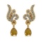 0.41 Ct Natural Fancy Yellow Diamond I2/I3And White Diamond I2/I3 14k Yellow Gold Earrings
